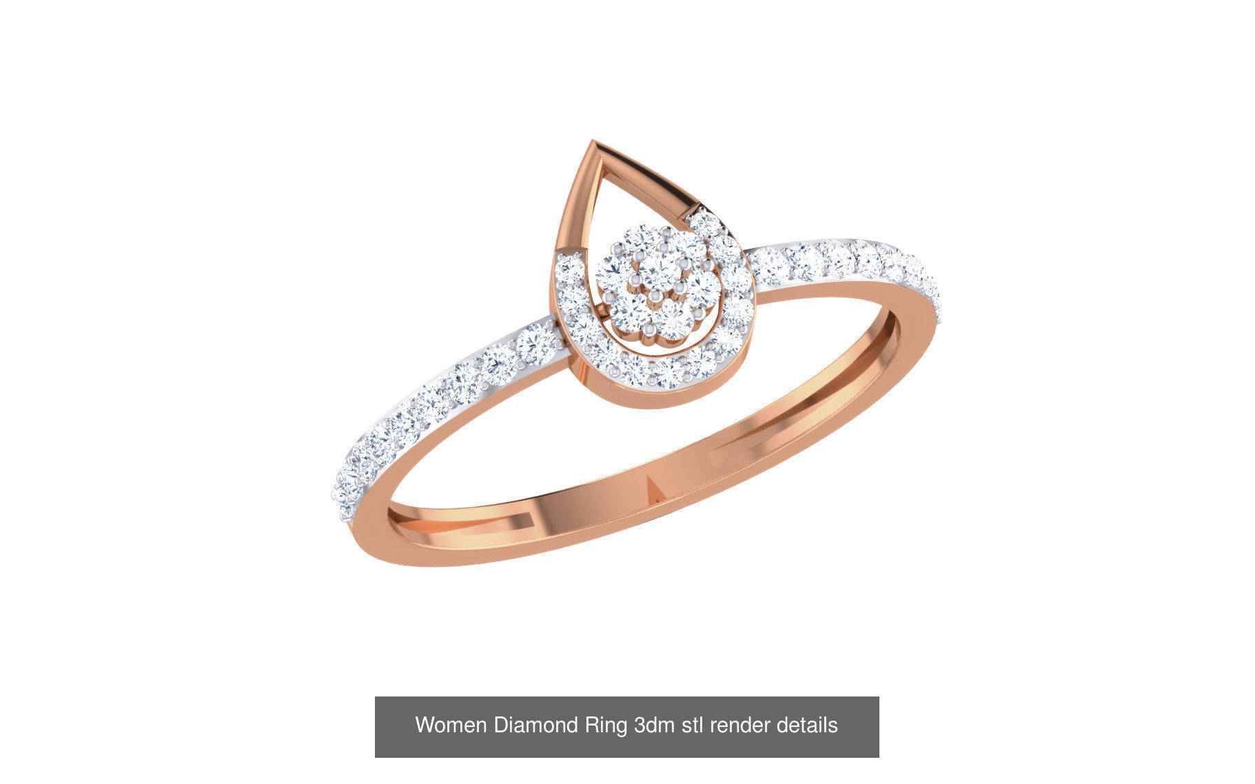 271 Minimilistic Light Wt Women Diamond Ring 3dm render details 3D Model Collection_117