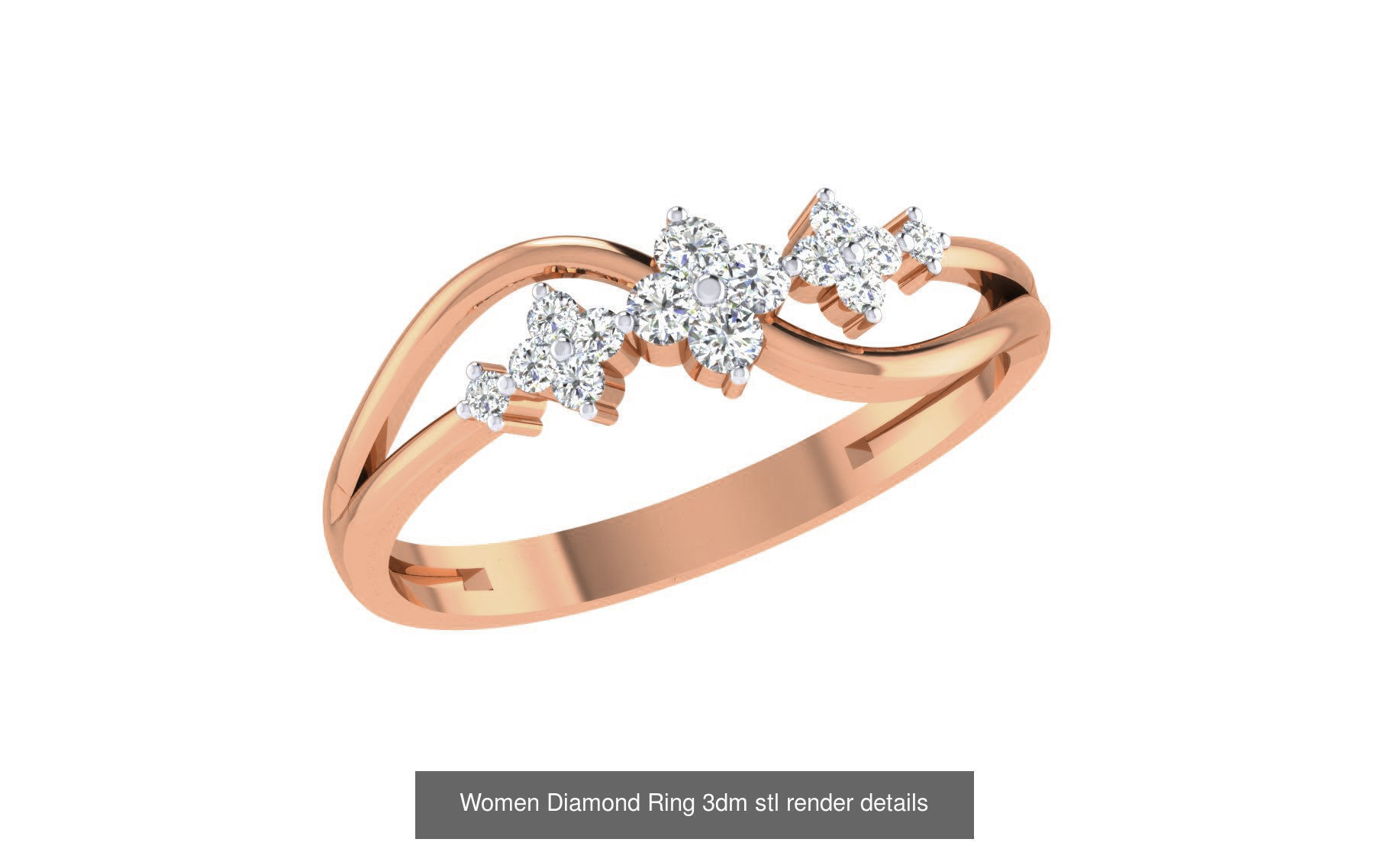 271 Minimilistic Light Wt Women Diamond Ring 3dm render details 3D Model Collection_45
