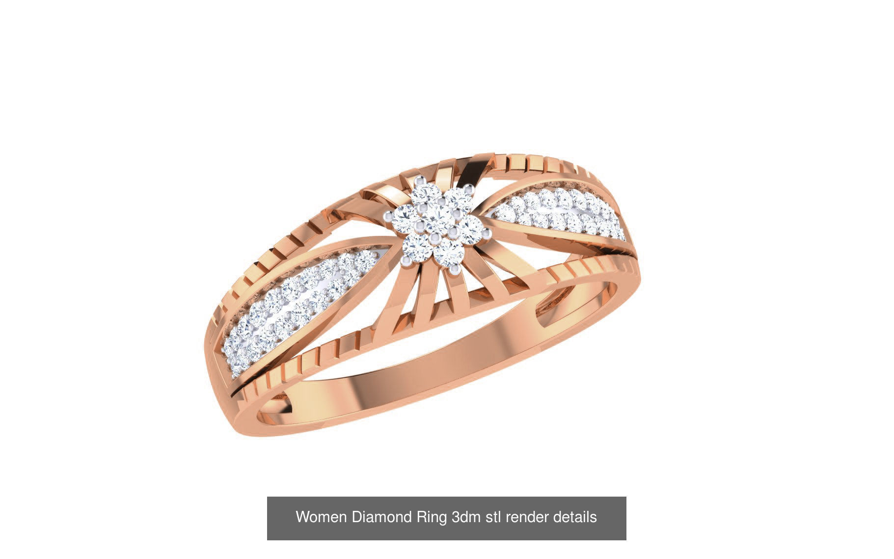 271 Minimilistic Light Wt Women Diamond Ring 3dm render details 3D Model Collection_166