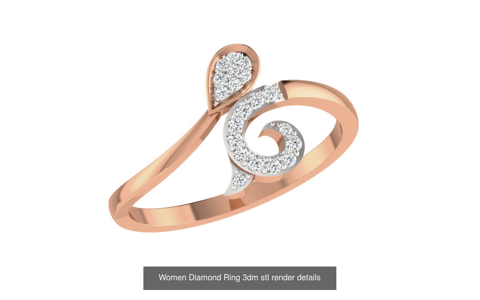 271 Minimilistic Light Wt Women Diamond Ring 3dm render details 3D Model Collection_183