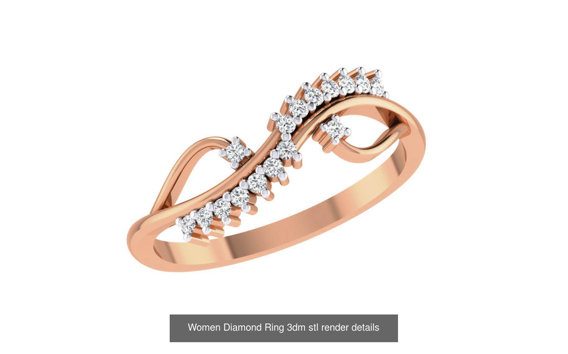 271 Minimilistic Light Wt Women Diamond Ring 3dm render details 3D Model Collection_137