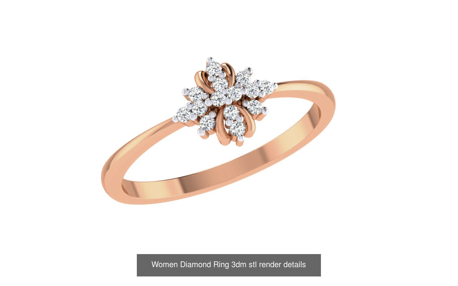 271 Minimilistic Light Wt Women Diamond Ring 3dm render details 3D Model Collection_158