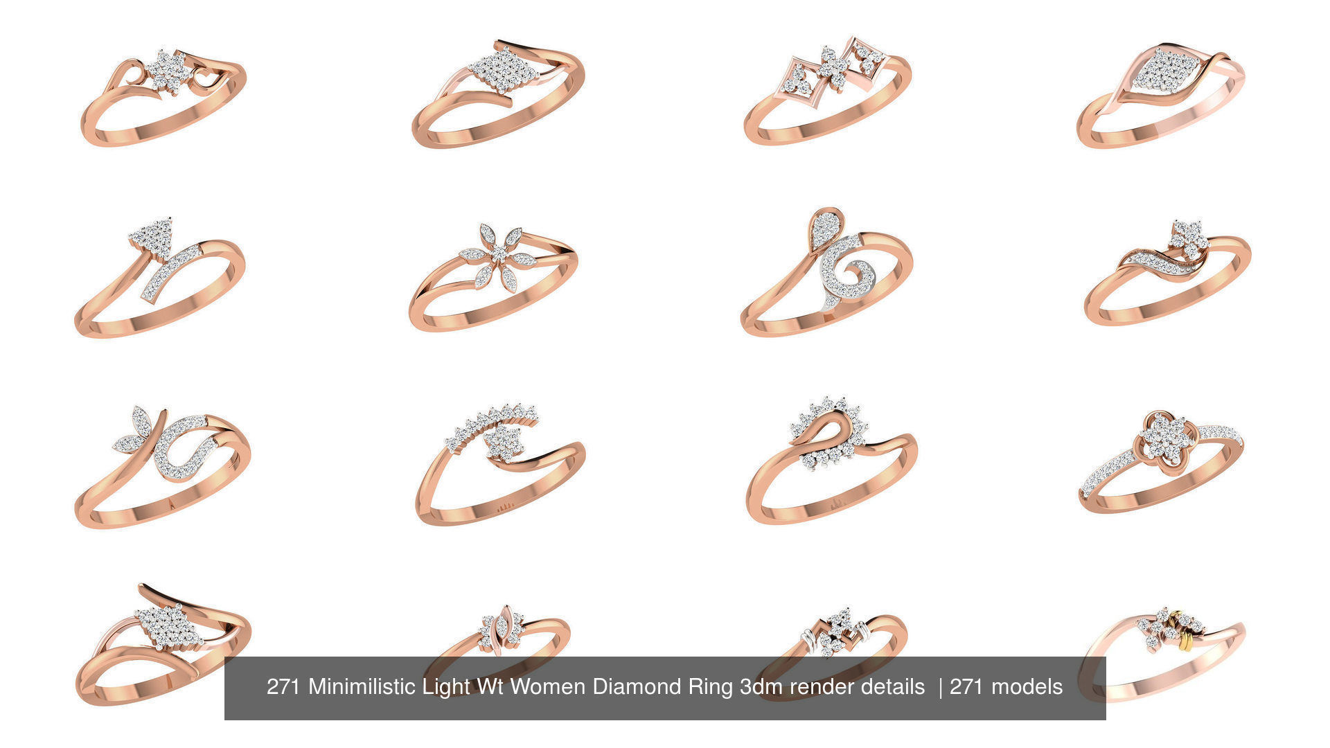 271 Minimilistic Light Wt Women Diamond Ring 3dm render details 3D Model Collection_18
