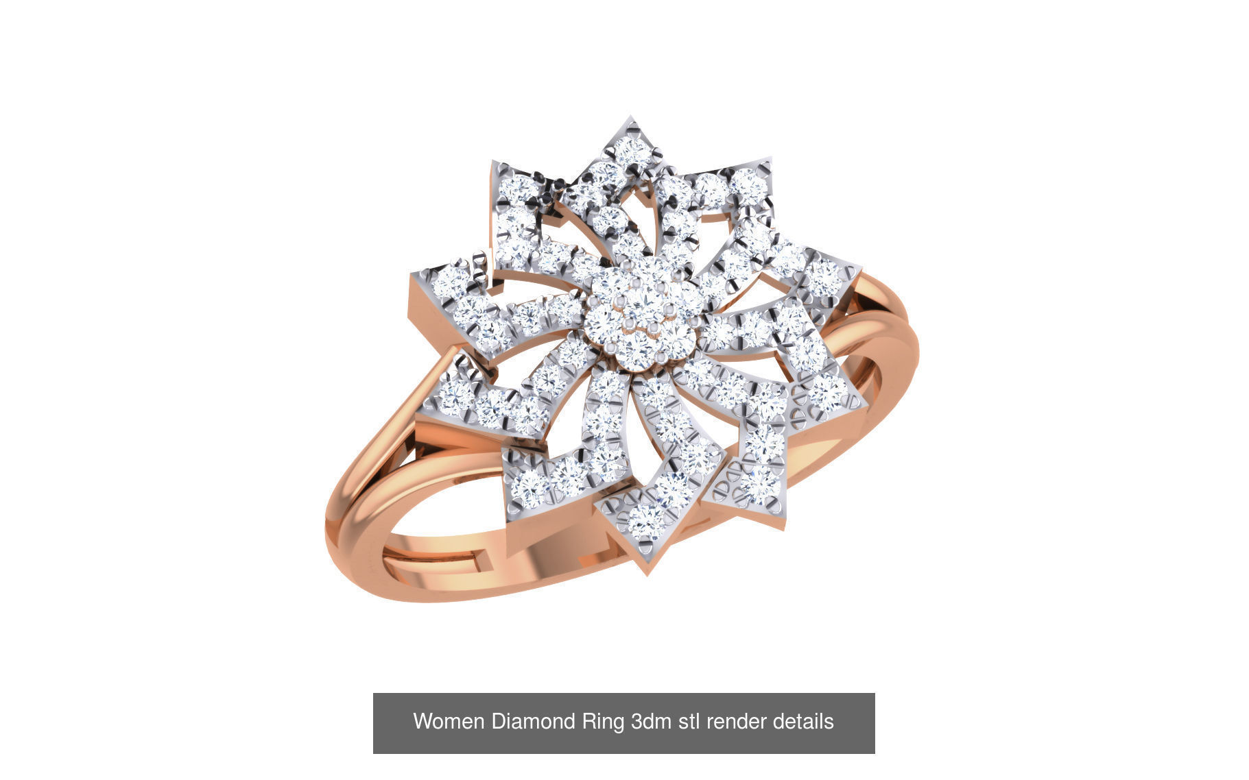271 Minimilistic Light Wt Women Diamond Ring 3dm render details 3D Model Collection_75