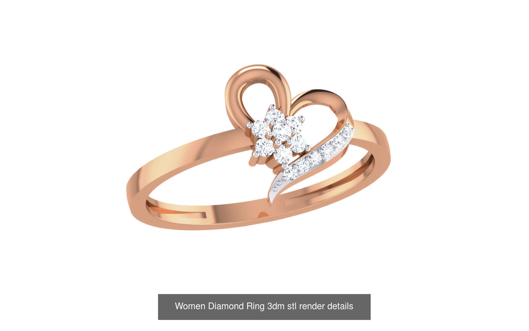 271 Minimilistic Light Wt Women Diamond Ring 3dm render details 3D Model Collection_129