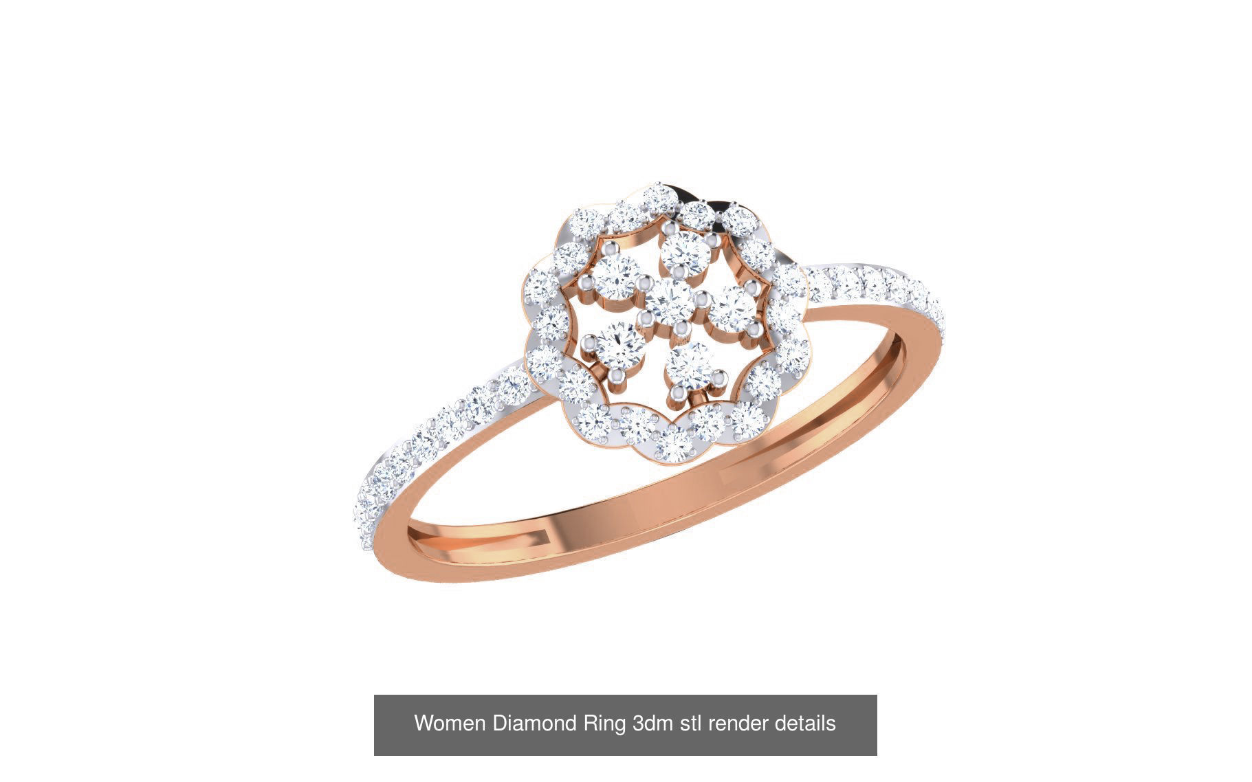 271 Minimilistic Light Wt Women Diamond Ring 3dm render details 3D Model Collection_106