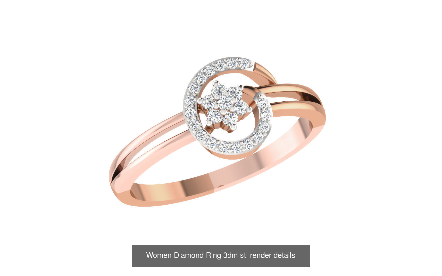 271 Minimilistic Light Wt Women Diamond Ring 3dm render details 3D Model Collection_173