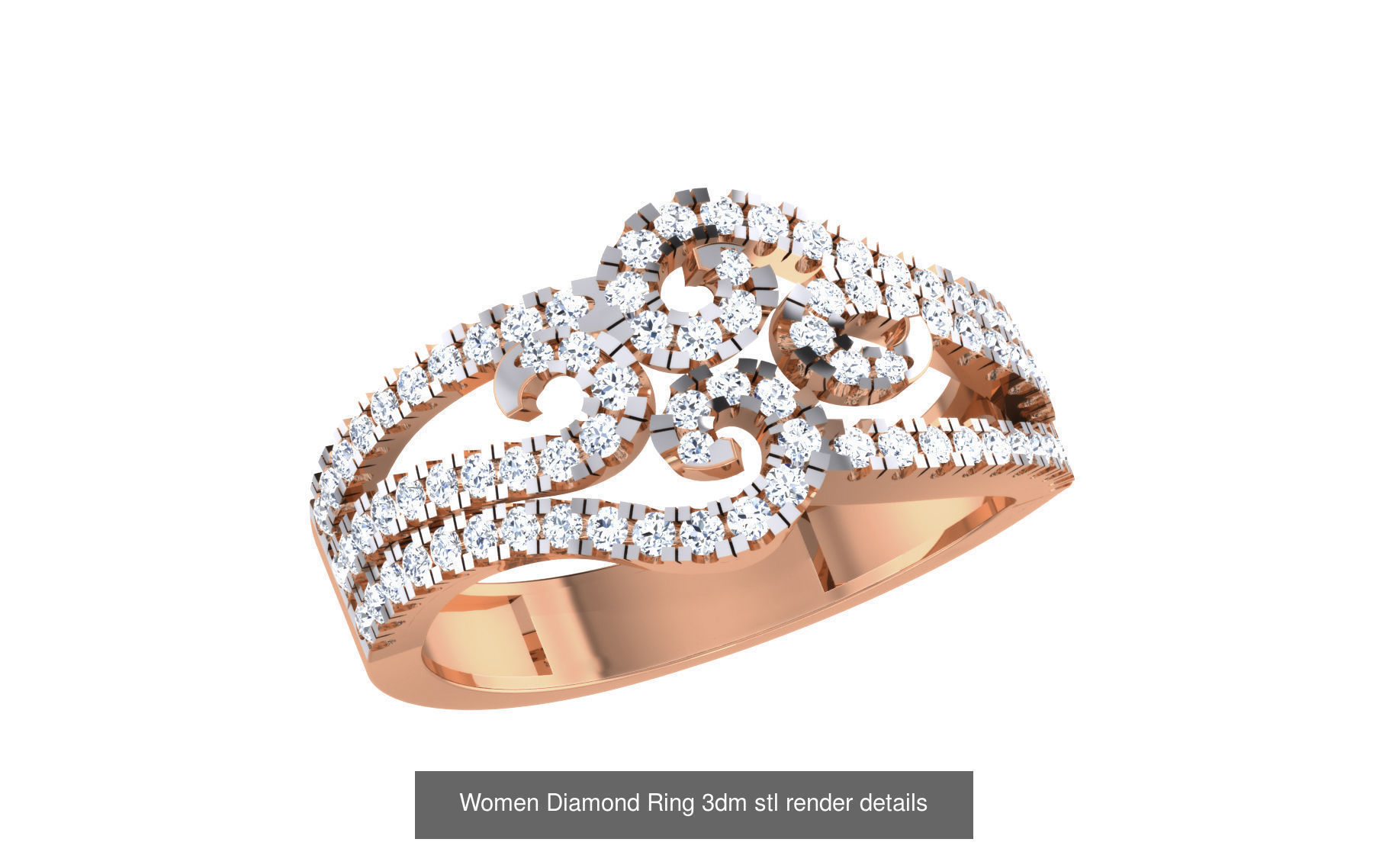 271 Minimilistic Light Wt Women Diamond Ring 3dm render details 3D Model Collection_76