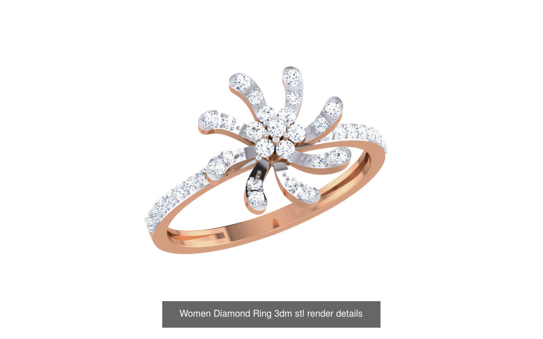 271 Minimilistic Light Wt Women Diamond Ring 3dm render details 3D Model Collection_98