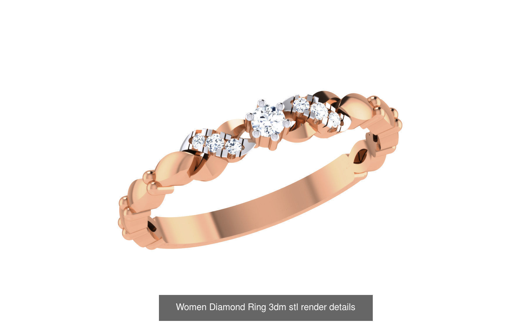271 Minimilistic Light Wt Women Diamond Ring 3dm render details 3D Model Collection_40