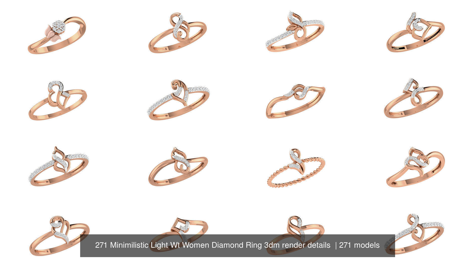 271 Minimilistic Light Wt Women Diamond Ring 3dm render details 3D Model Collection_27