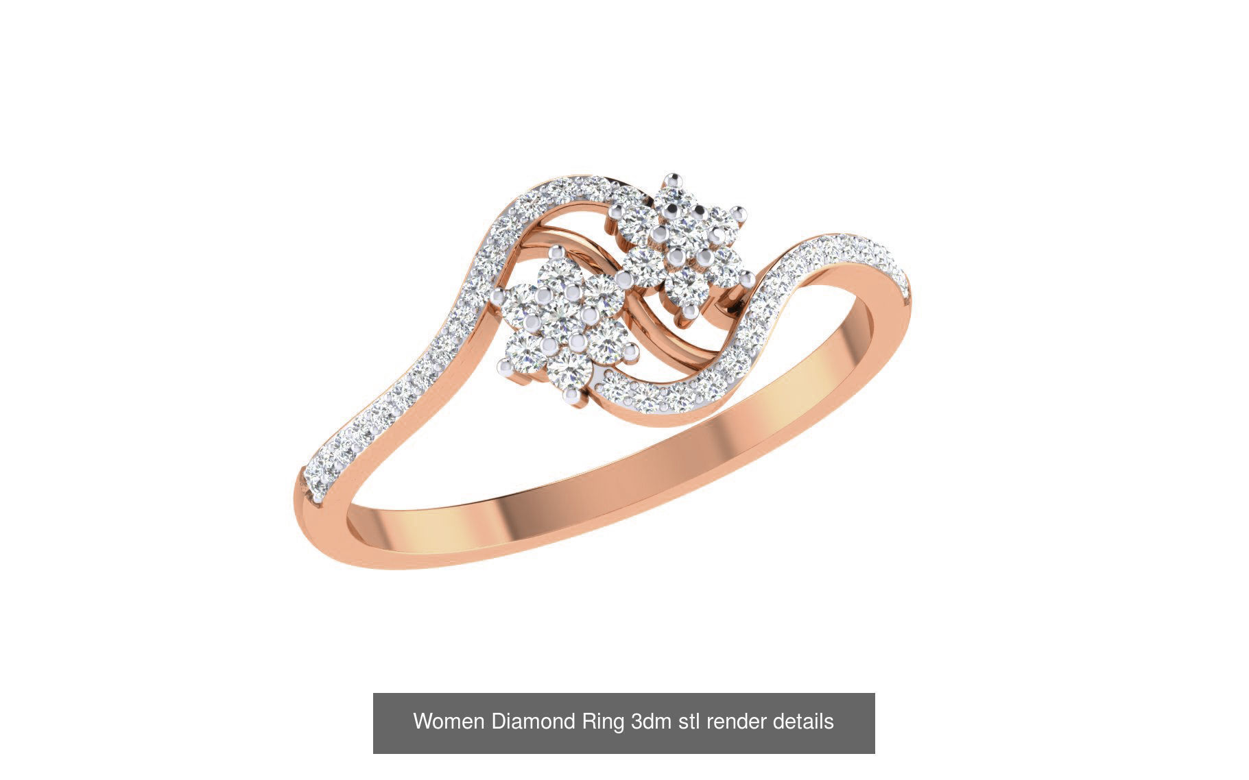 271 Minimilistic Light Wt Women Diamond Ring 3dm render details 3D Model Collection_156