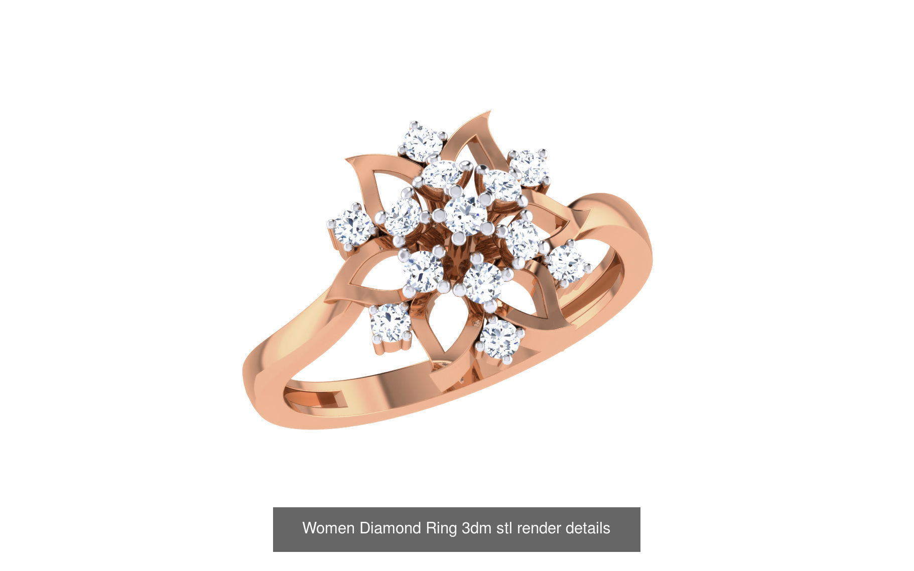 271 Minimilistic Light Wt Women Diamond Ring 3dm render details 3D Model Collection_58