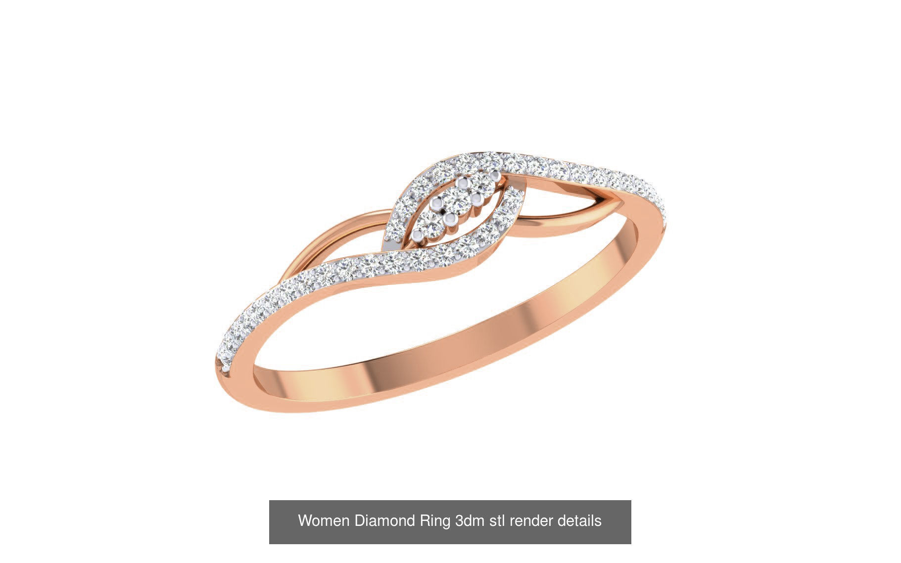 271 Minimilistic Light Wt Women Diamond Ring 3dm render details 3D Model Collection_132