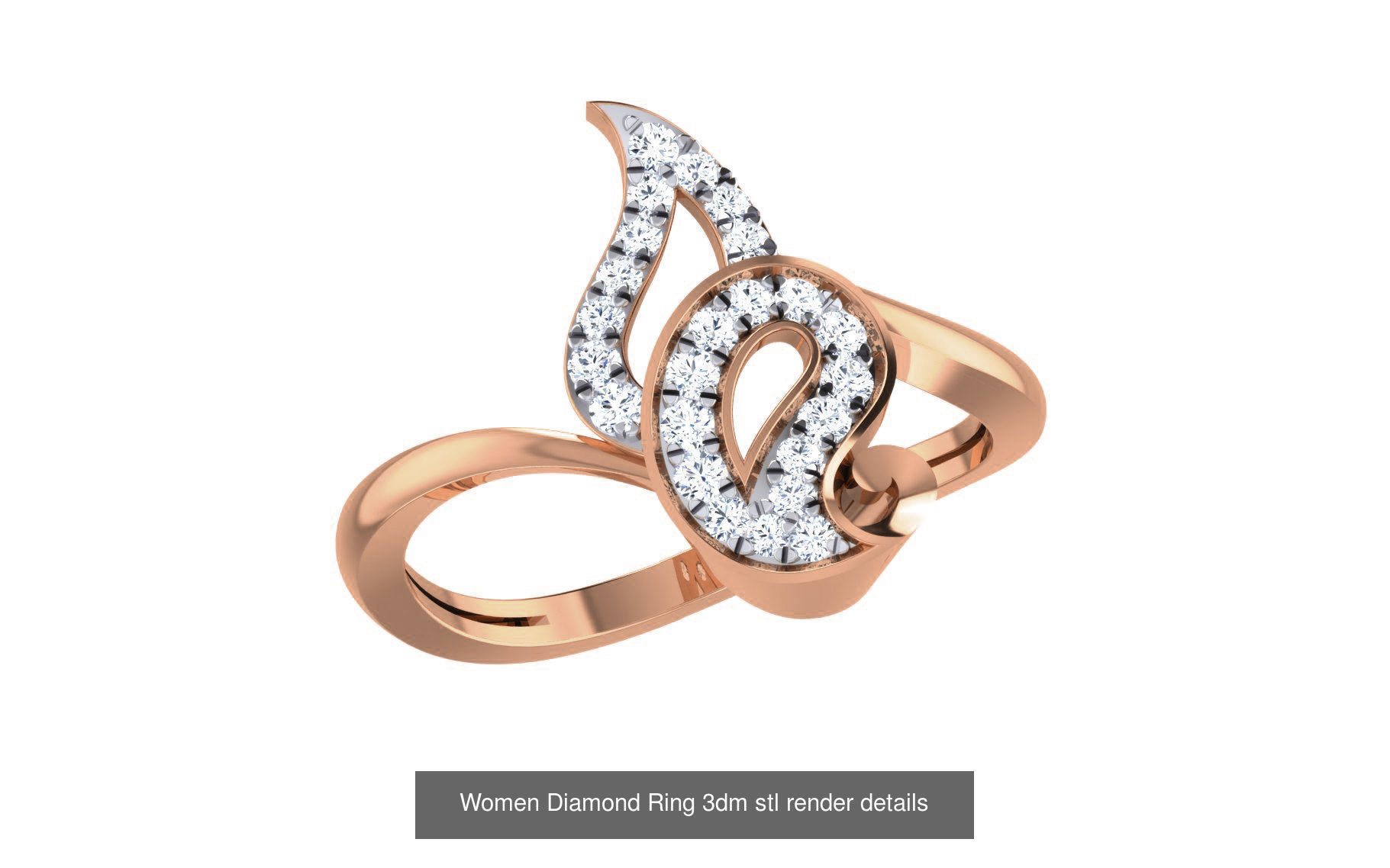 271 Minimilistic Light Wt Women Diamond Ring 3dm render details 3D Model Collection_81