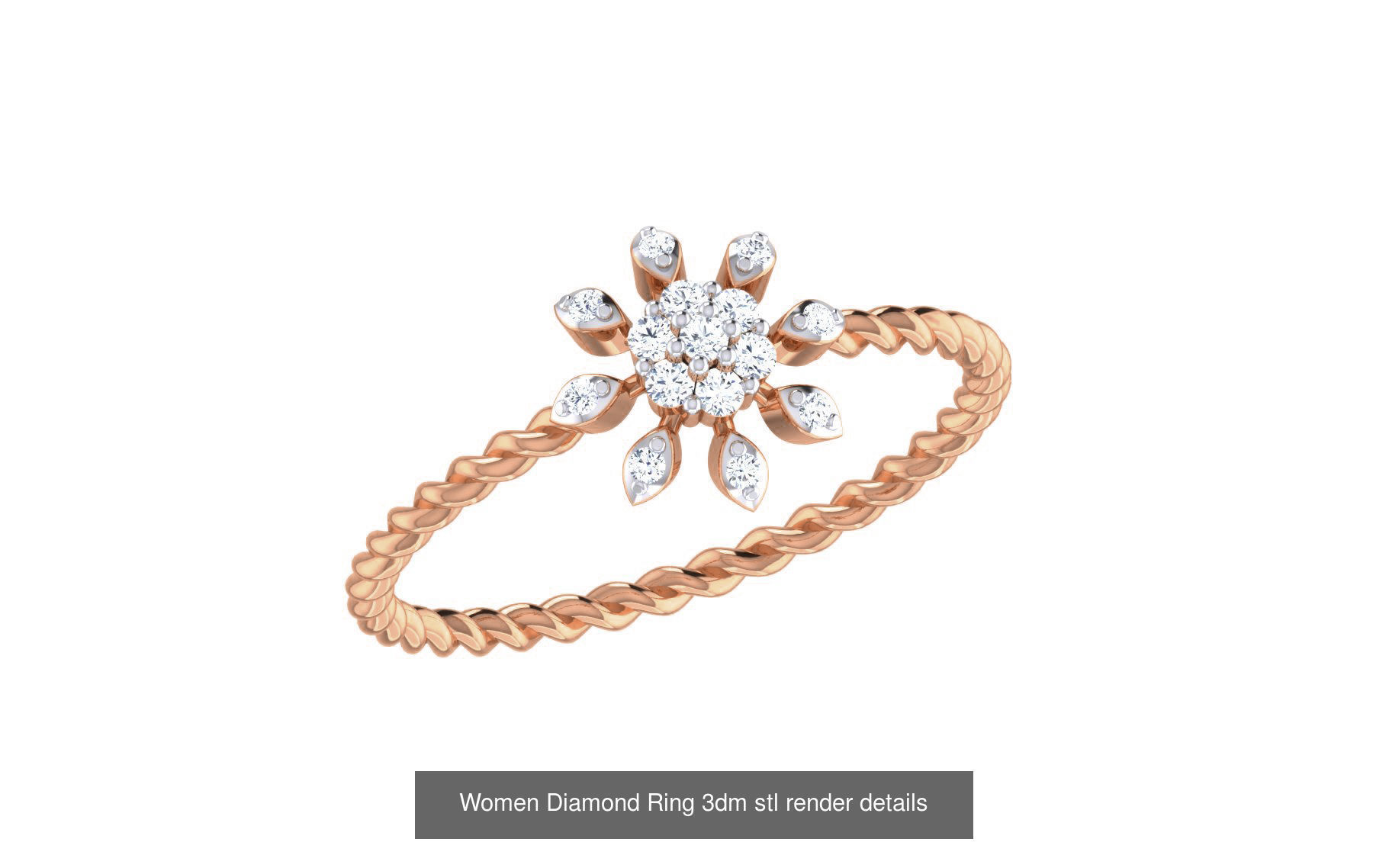 271 Minimilistic Light Wt Women Diamond Ring 3dm render details 3D Model Collection_99