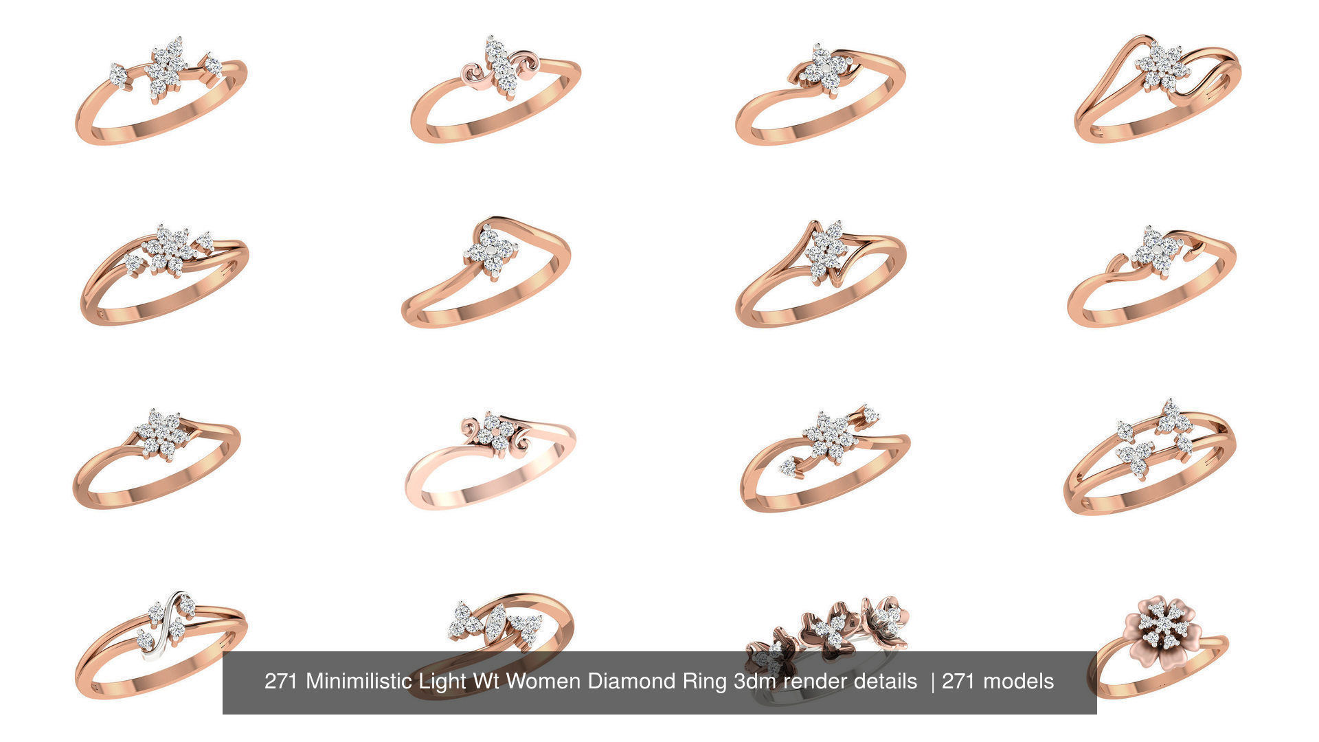 271 Minimilistic Light Wt Women Diamond Ring 3dm render details 3D Model Collection_24