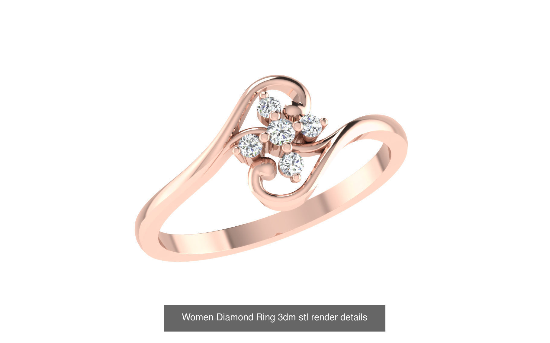 271 Minimilistic Light Wt Women Diamond Ring 3dm render details 3D Model Collection_176