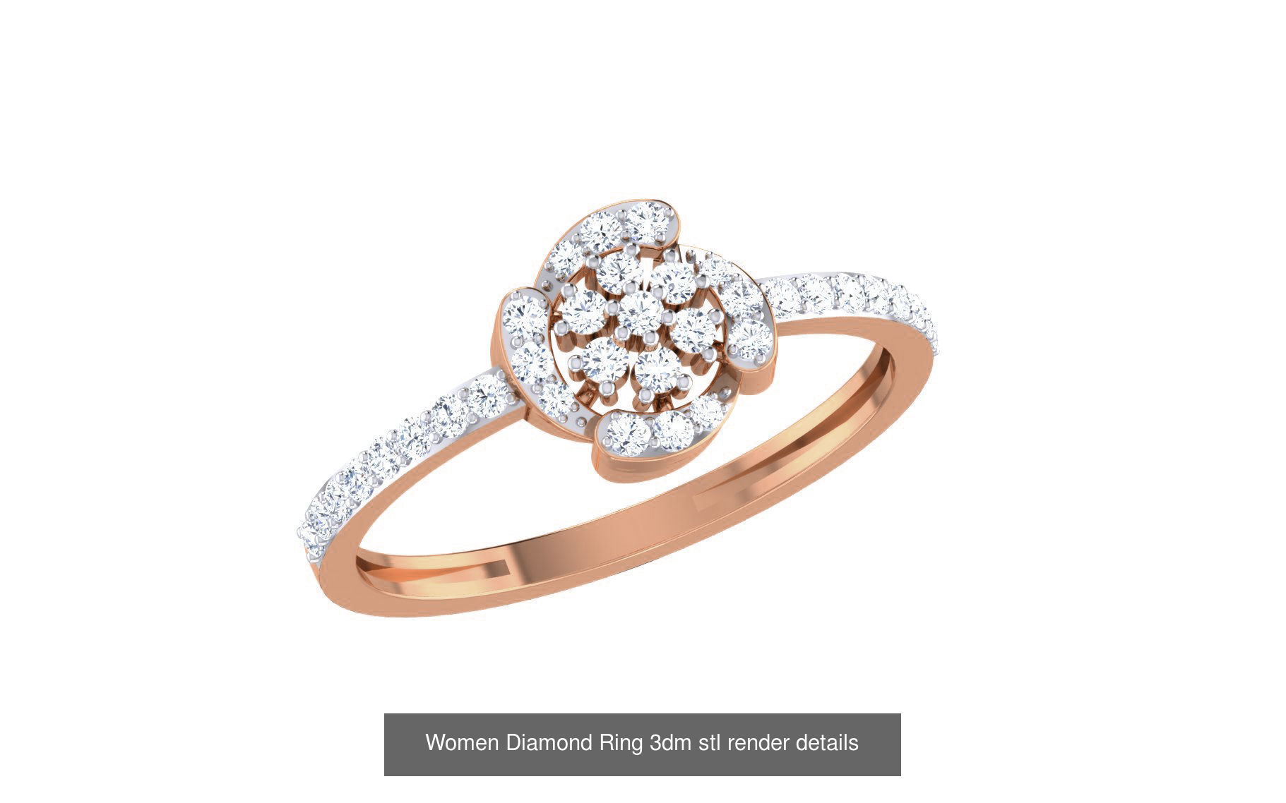 271 Minimilistic Light Wt Women Diamond Ring 3dm render details 3D Model Collection_101
