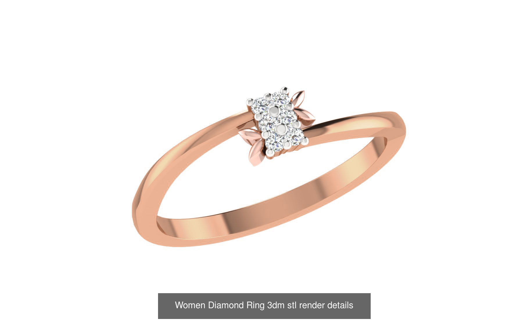 271 Minimilistic Light Wt Women Diamond Ring 3dm render details 3D Model Collection_196