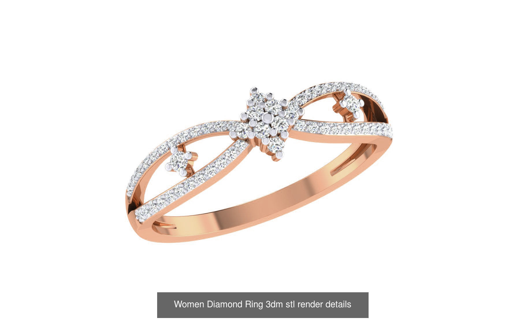 271 Minimilistic Light Wt Women Diamond Ring 3dm render details 3D Model Collection_154