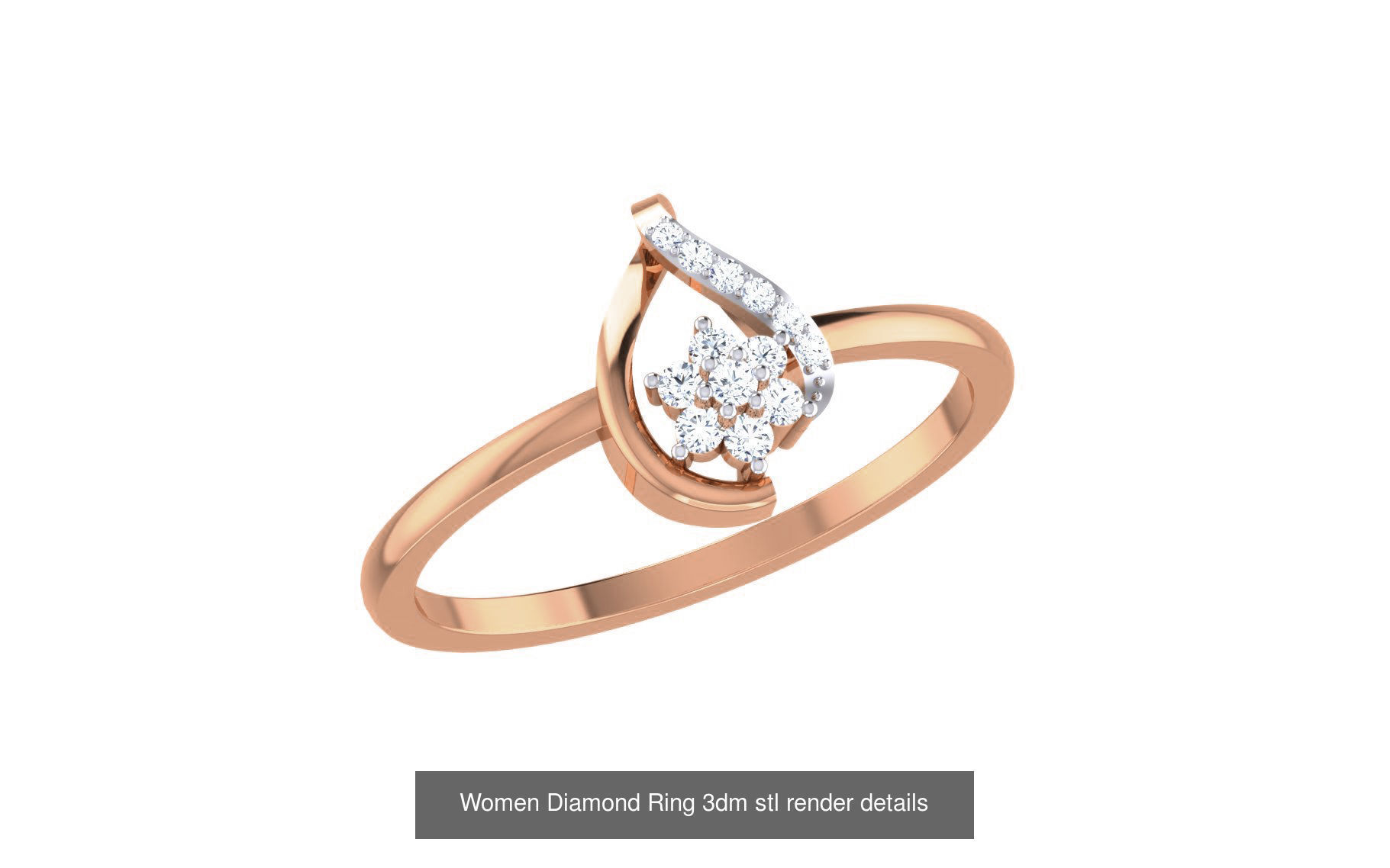 271 Minimilistic Light Wt Women Diamond Ring 3dm render details 3D Model Collection_114