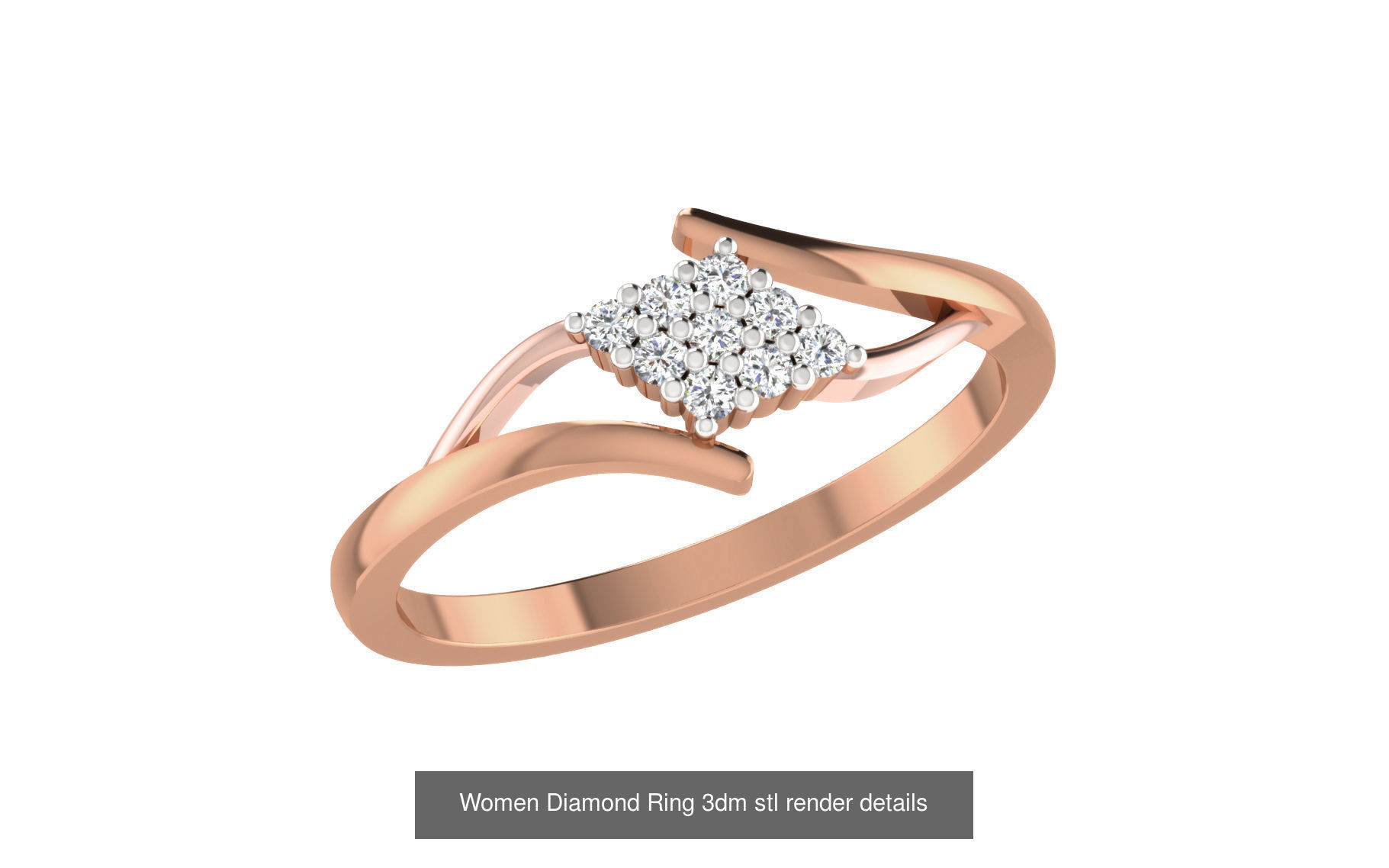 271 Minimilistic Light Wt Women Diamond Ring 3dm render details 3D Model Collection_178