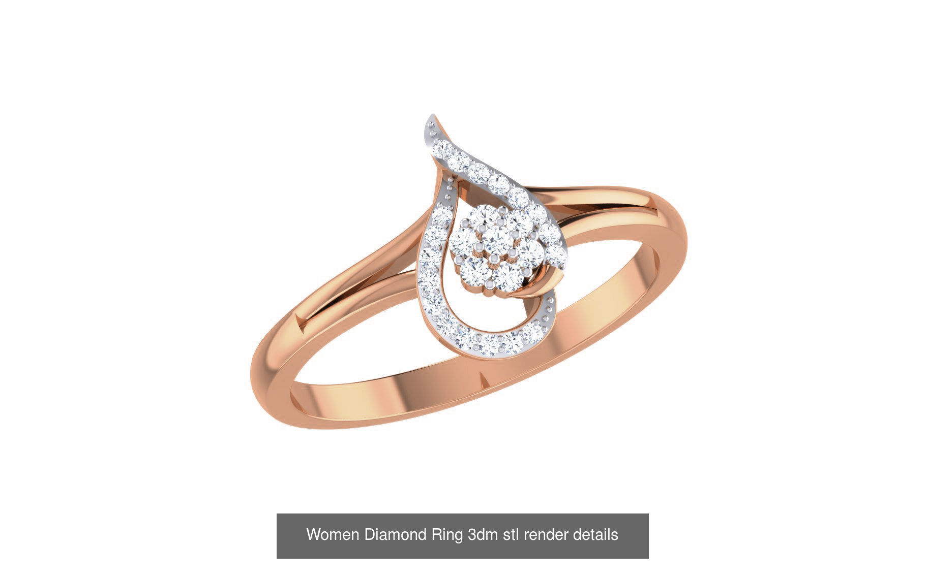 271 Minimilistic Light Wt Women Diamond Ring 3dm render details 3D Model Collection_119