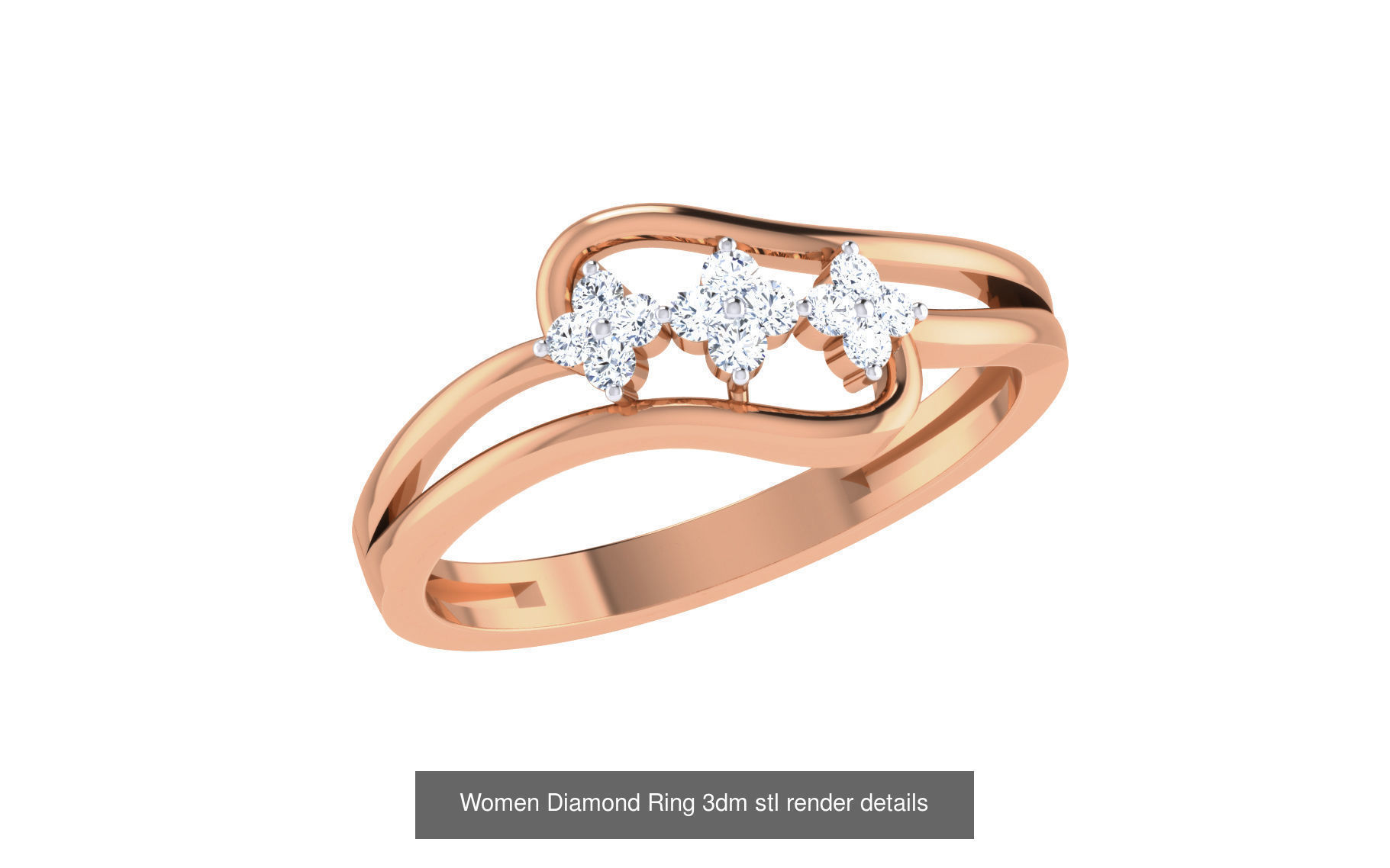 271 Minimilistic Light Wt Women Diamond Ring 3dm render details 3D Model Collection_53