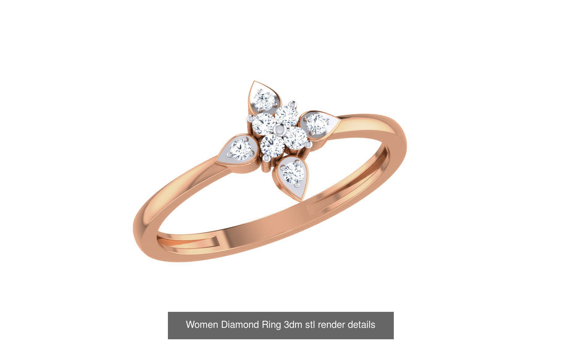 271 Minimilistic Light Wt Women Diamond Ring 3dm render details 3D Model Collection_111