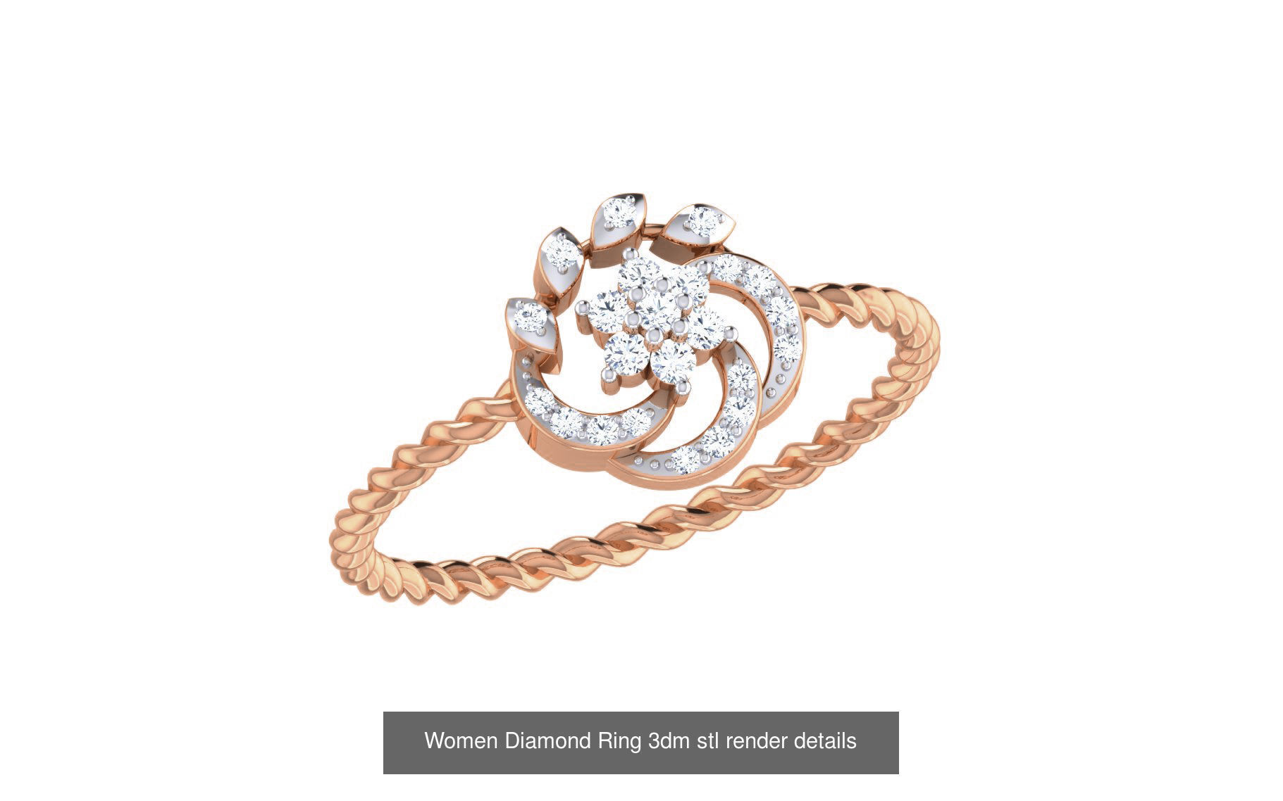 271 Minimilistic Light Wt Women Diamond Ring 3dm render details 3D Model Collection_92