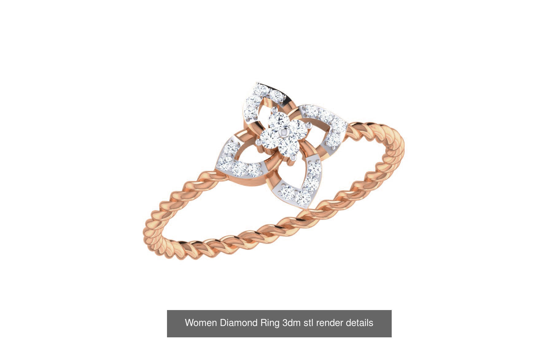 271 Minimilistic Light Wt Women Diamond Ring 3dm render details 3D Model Collection_97