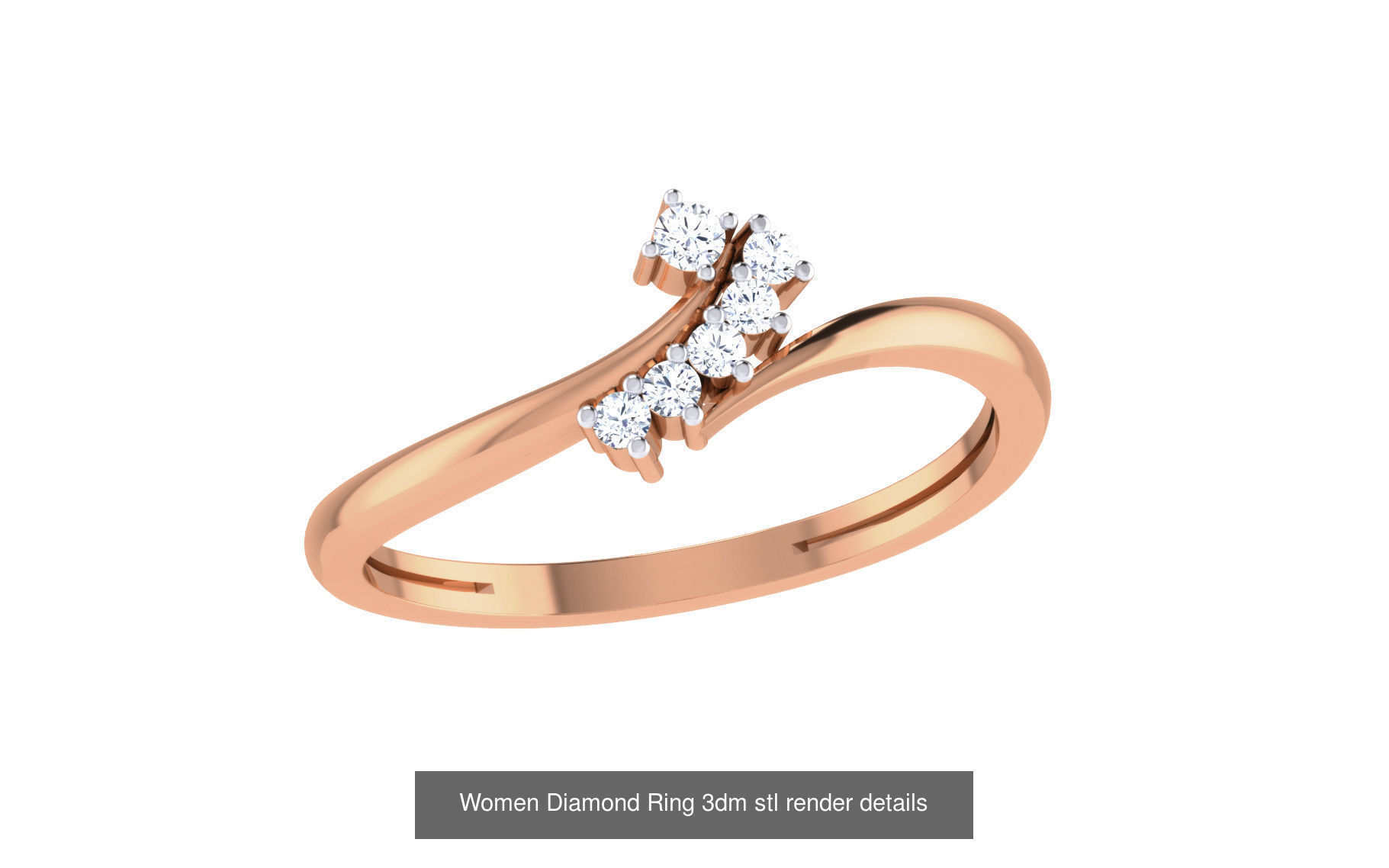 271 Minimilistic Light Wt Women Diamond Ring 3dm render details 3D Model Collection_62