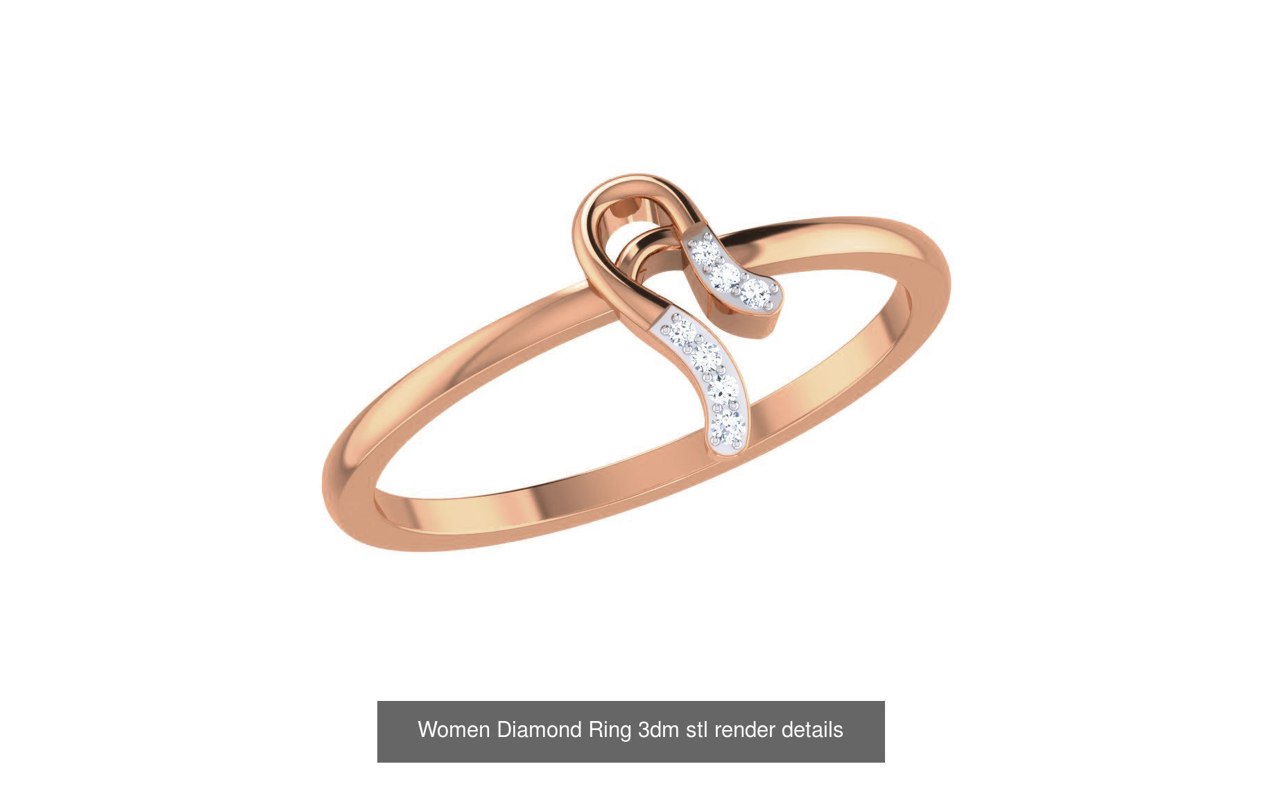 271 Minimilistic Light Wt Women Diamond Ring 3dm render details 3D Model Collection_131