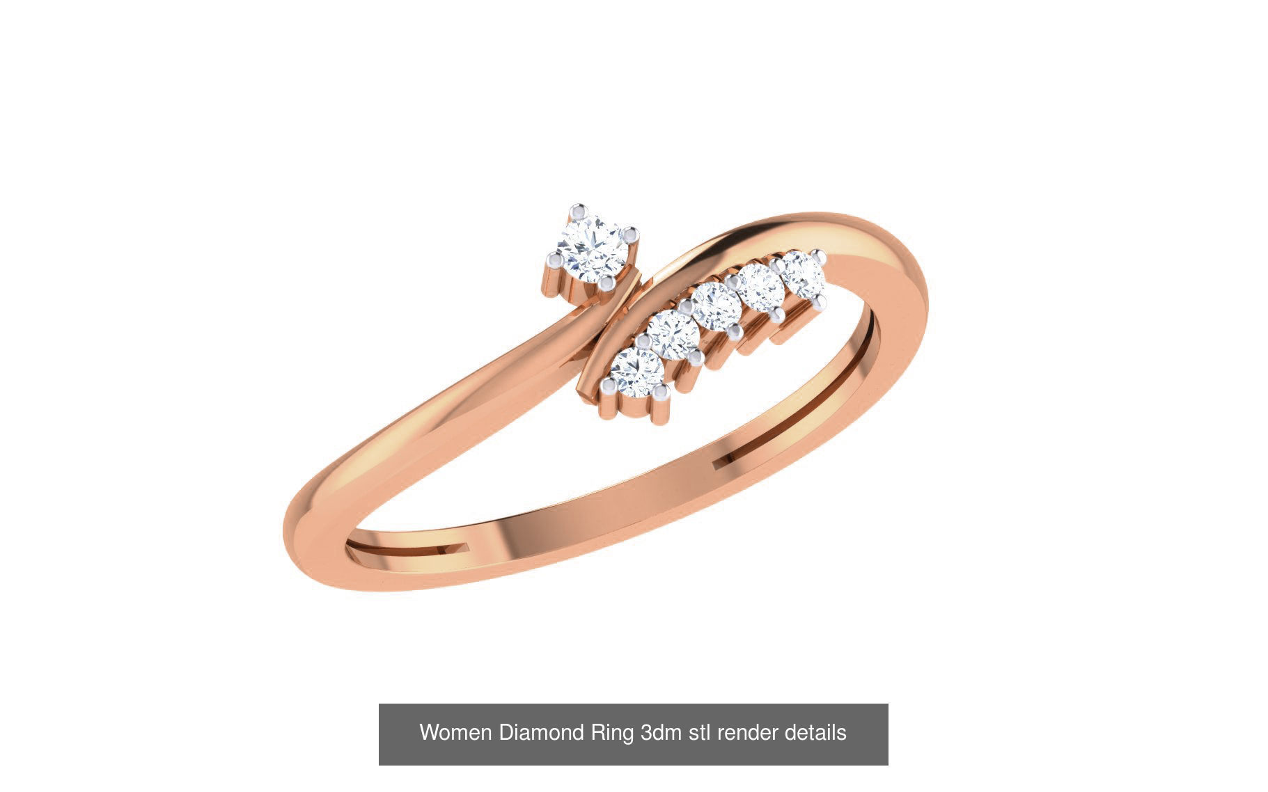 271 Minimilistic Light Wt Women Diamond Ring 3dm render details 3D Model Collection_63