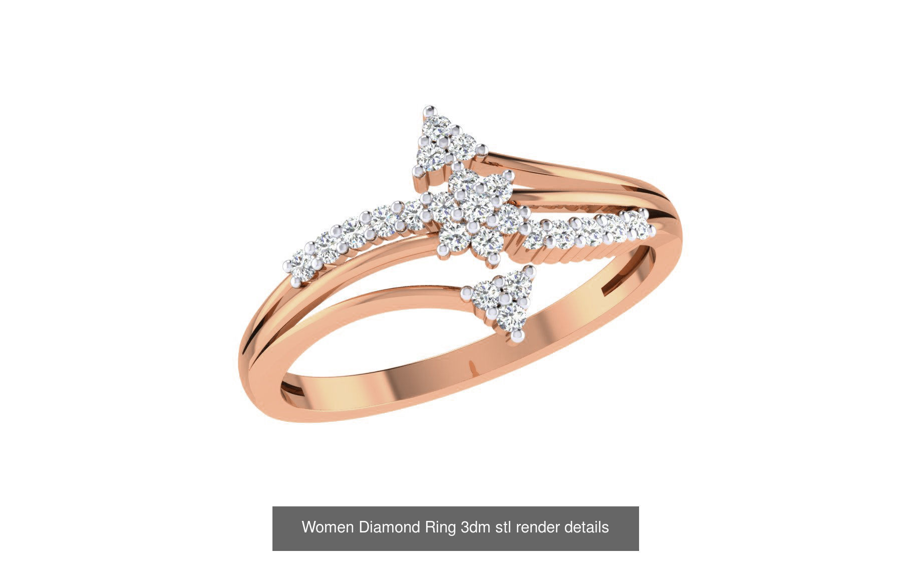 271 Minimilistic Light Wt Women Diamond Ring 3dm render details 3D Model Collection_133