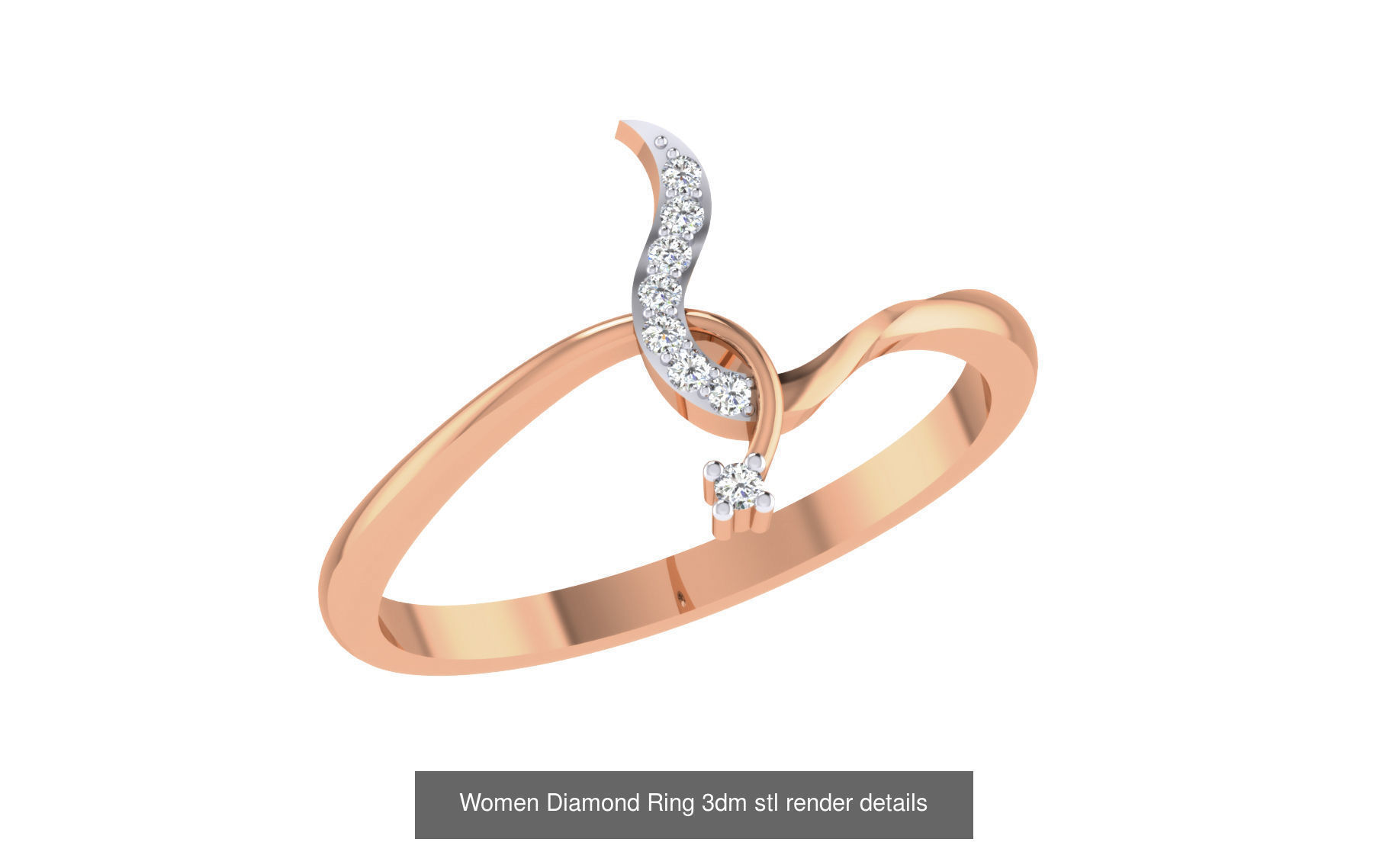 271 Minimilistic Light Wt Women Diamond Ring 3dm render details 3D Model Collection_138