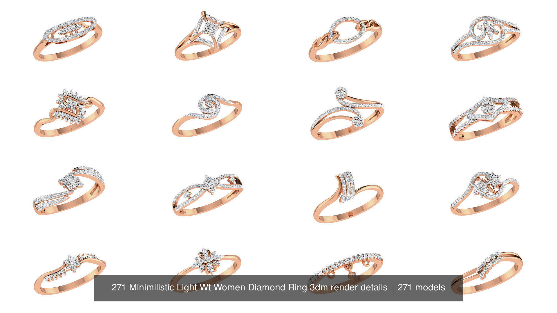 271 Minimilistic Light Wt Women Diamond Ring 3dm render details 3D Model Collection_14