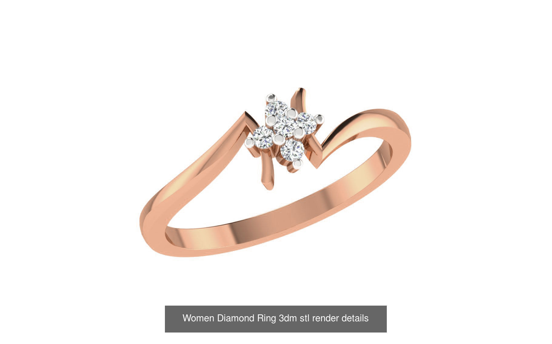 271 Minimilistic Light Wt Women Diamond Ring 3dm render details 3D Model Collection_216