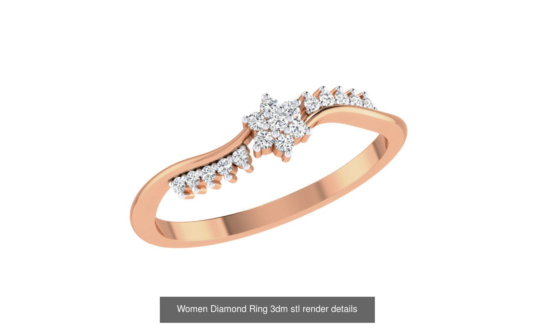 271 Minimilistic Light Wt Women Diamond Ring 3dm render details 3D Model Collection_157