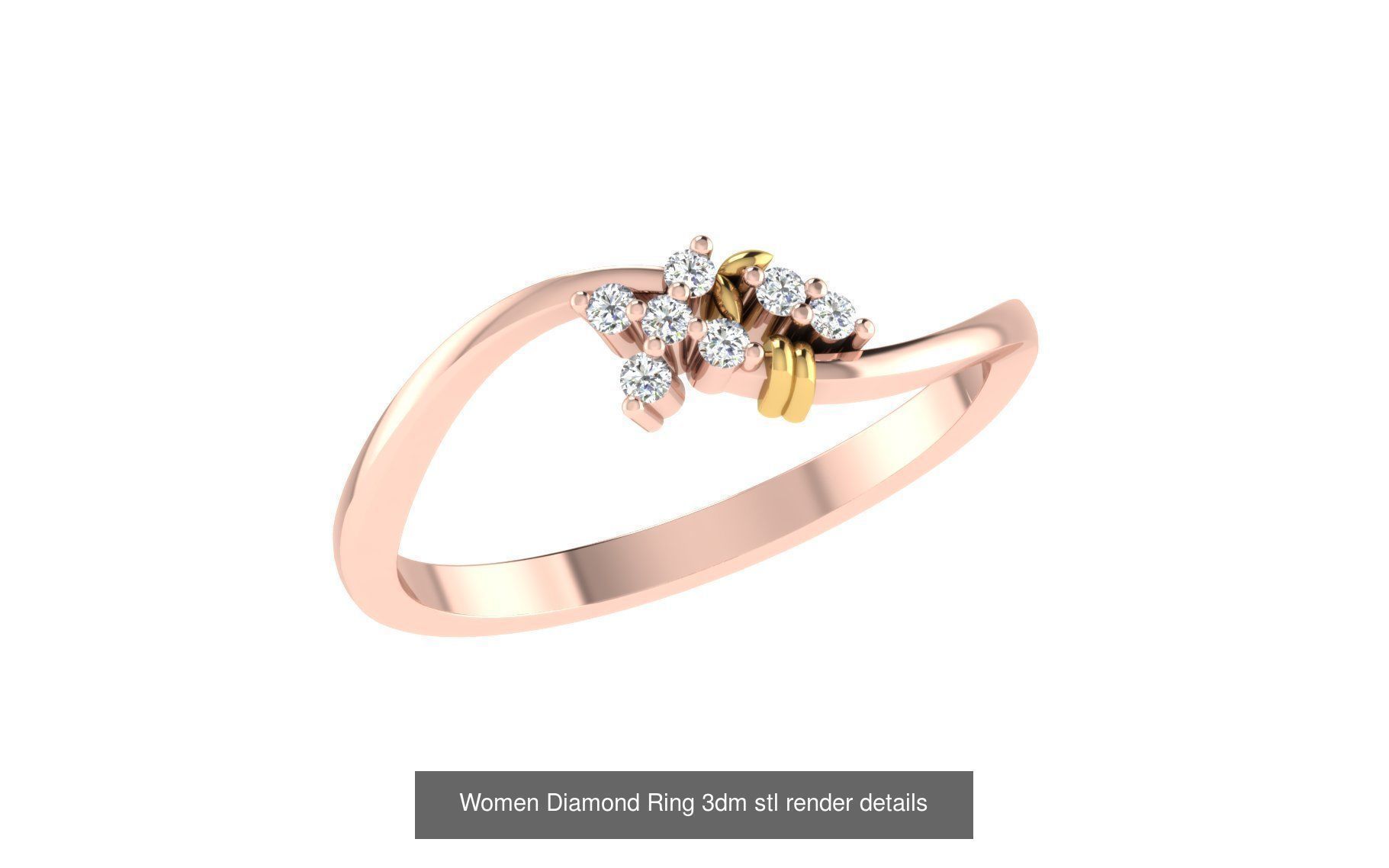 271 Minimilistic Light Wt Women Diamond Ring 3dm render details 3D Model Collection_192