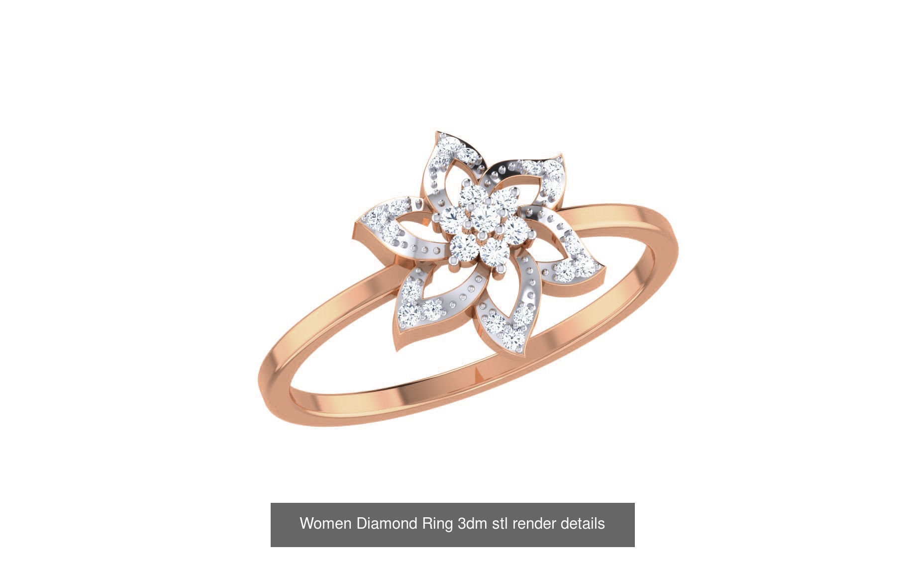 271 Minimilistic Light Wt Women Diamond Ring 3dm render details 3D Model Collection_122
