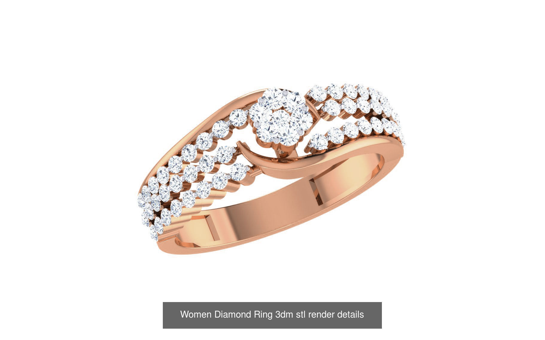 271 Minimilistic Light Wt Women Diamond Ring 3dm render details 3D Model Collection_71