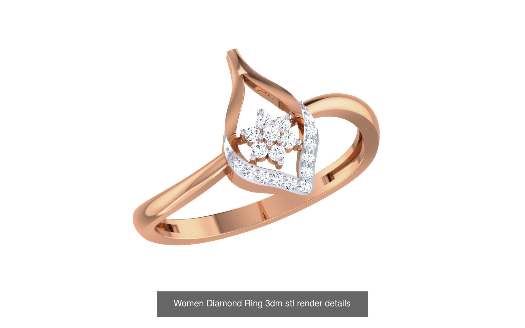 271 Minimilistic Light Wt Women Diamond Ring 3dm render details 3D Model Collection_115