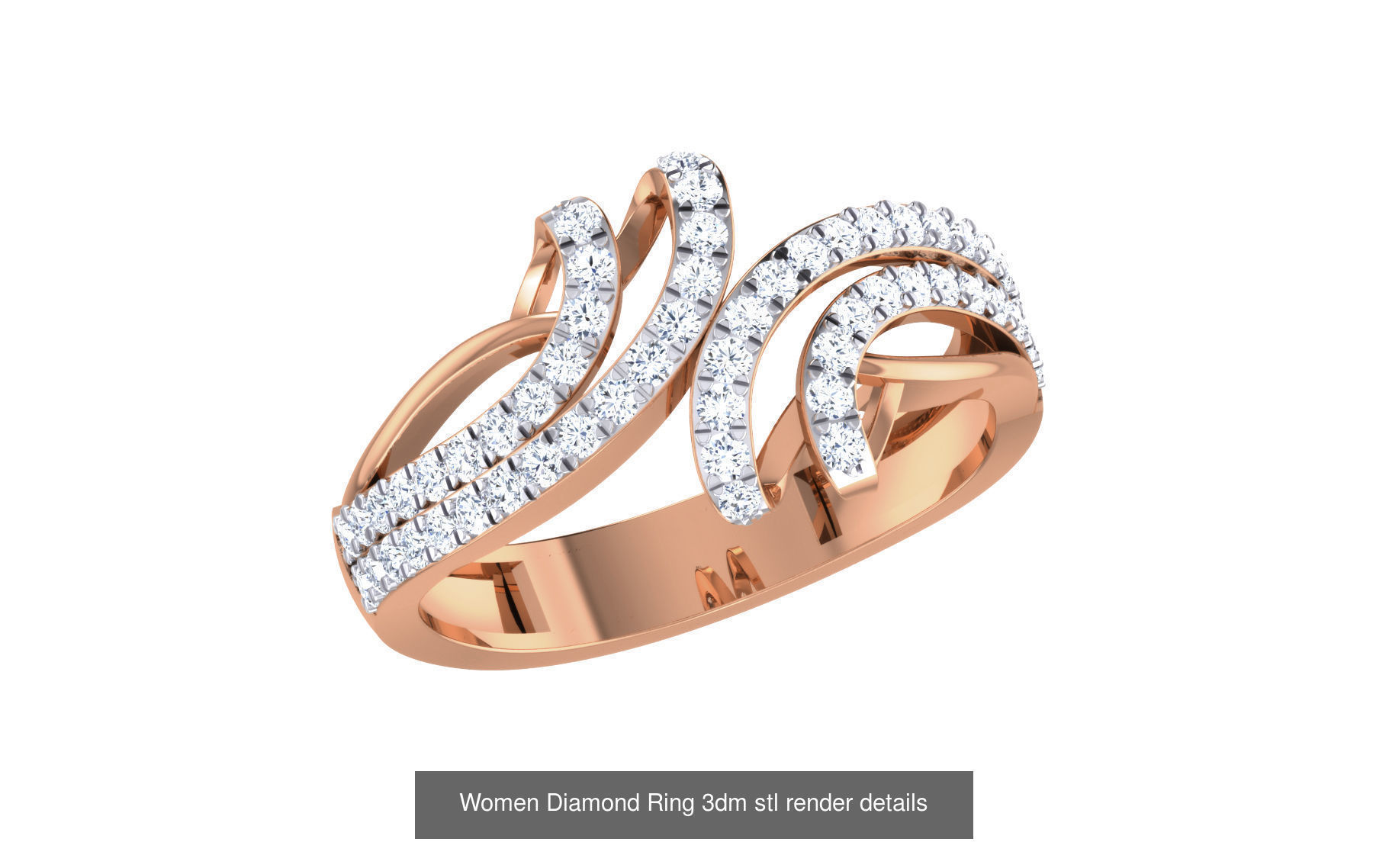 271 Minimilistic Light Wt Women Diamond Ring 3dm render details 3D Model Collection_72