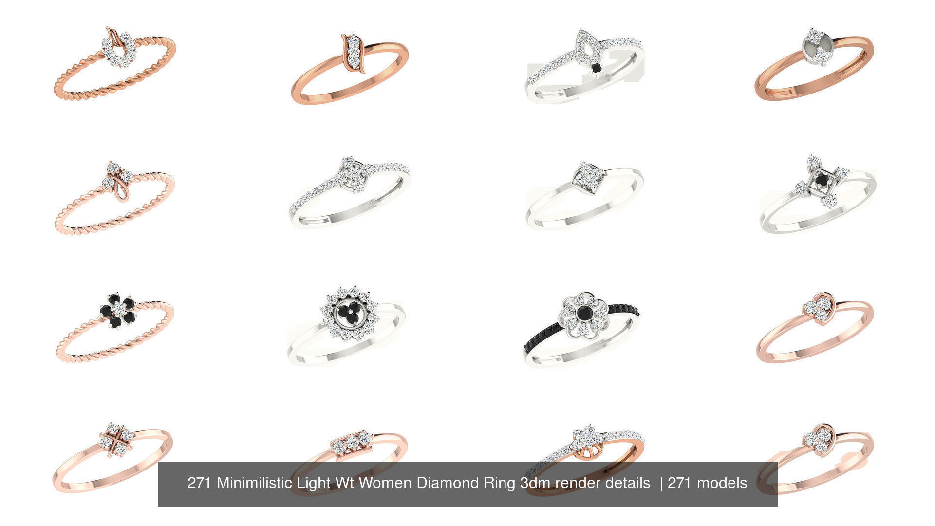 271 Minimilistic Light Wt Women Diamond Ring 3dm render details 3D Model Collection_36