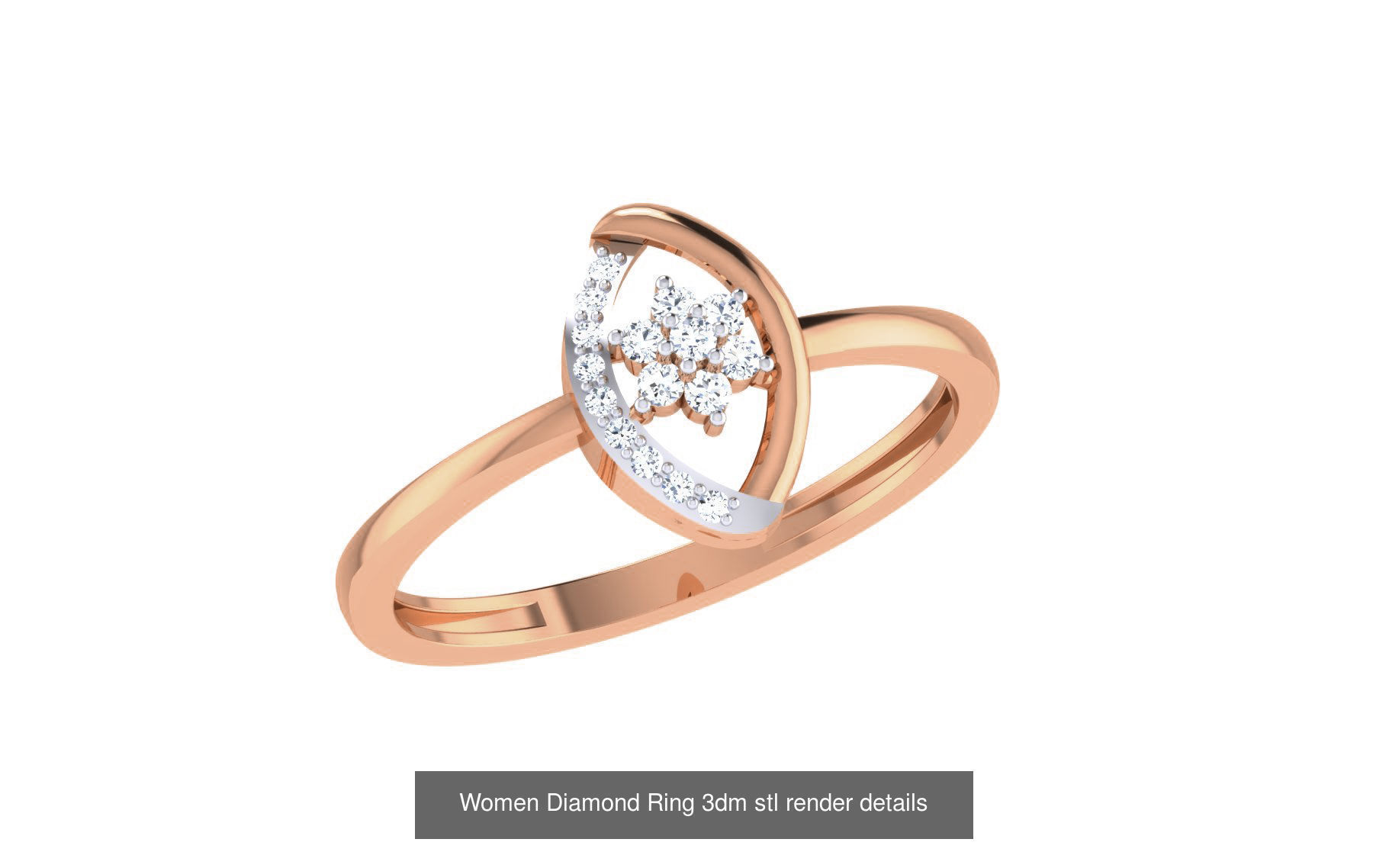271 Minimilistic Light Wt Women Diamond Ring 3dm render details 3D Model Collection_128