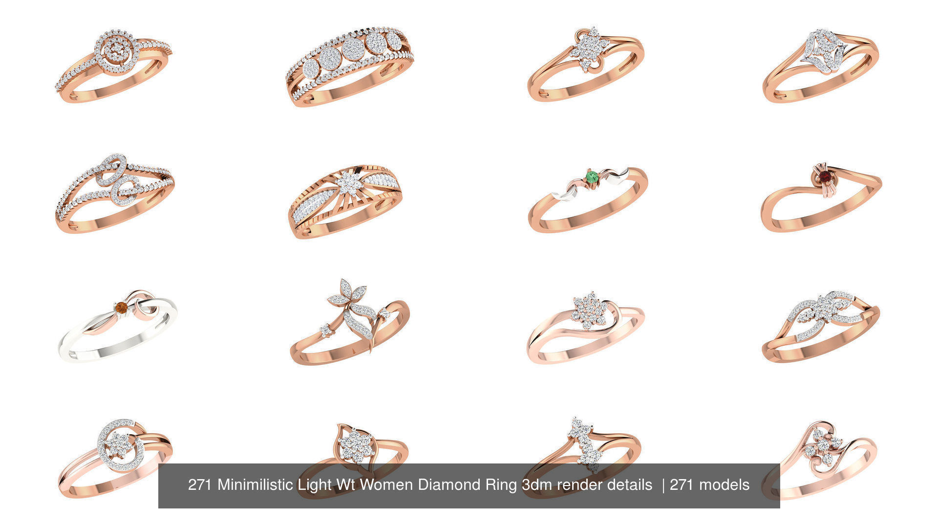 271 Minimilistic Light Wt Women Diamond Ring 3dm render details 3D Model Collection_16