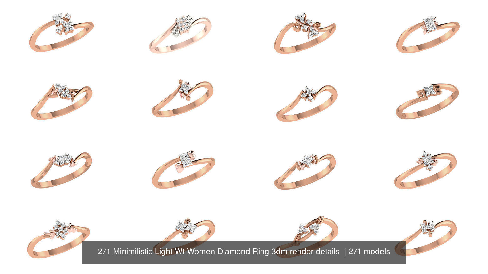 271 Minimilistic Light Wt Women Diamond Ring 3dm render details 3D Model Collection_20