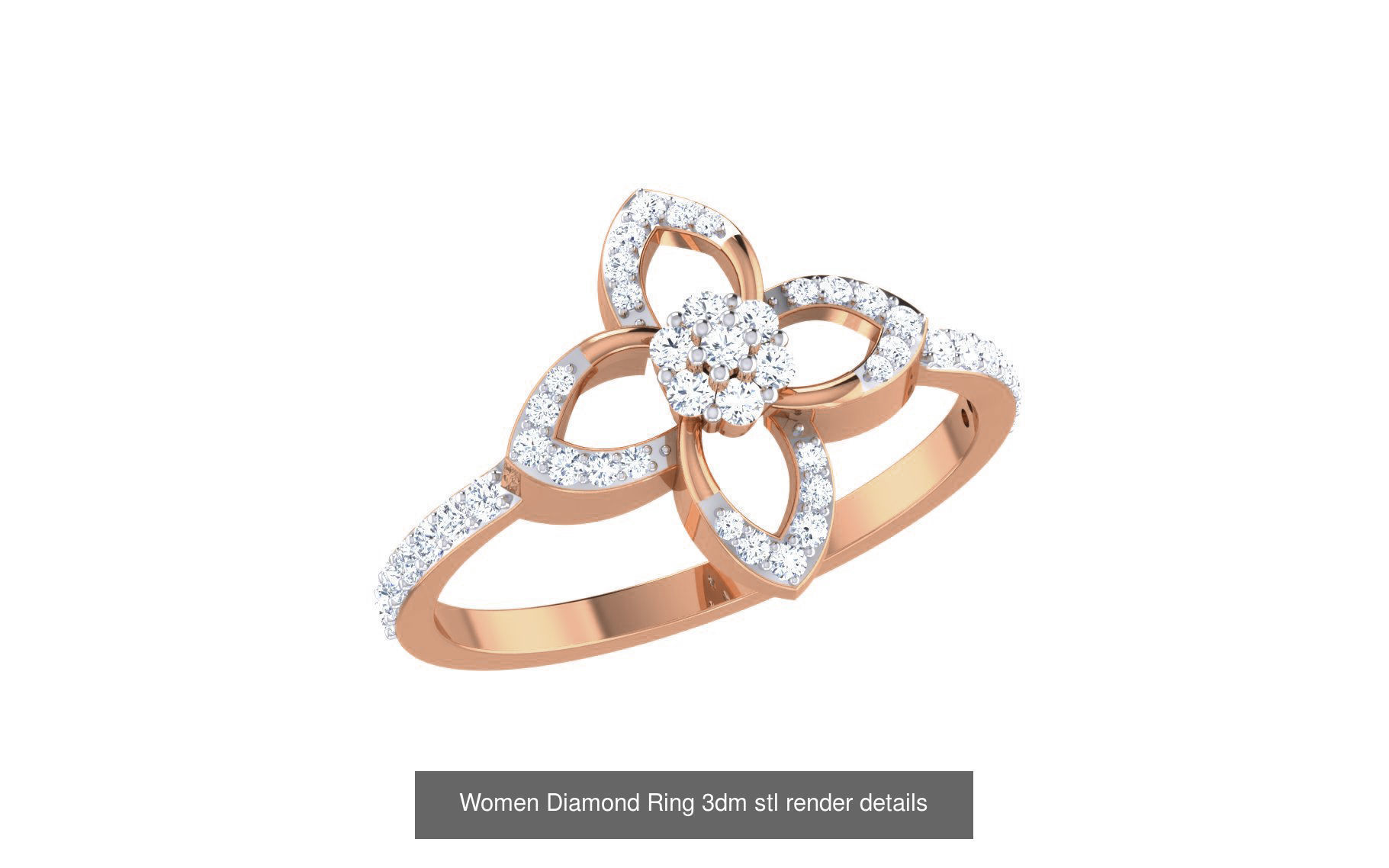 271 Minimilistic Light Wt Women Diamond Ring 3dm render details 3D Model Collection_89